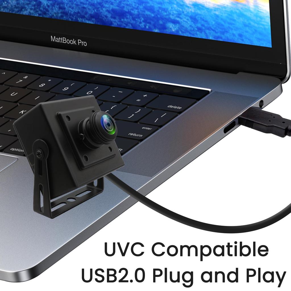 ELP USB 2MP Portable 1080P Webcam with Mini Aluminum lux Low Plug and Play for and Windows Camera, 170° Lens, Ultra-Wide Angle, Case, H.264, 0.01