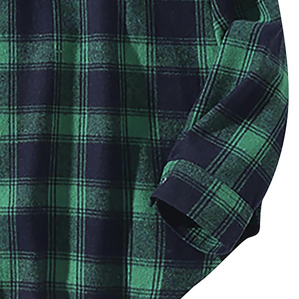 Men's  Casual Fashion Plaid  Printing Loose Lapel Long Sleeve Shirt Tops Blouse