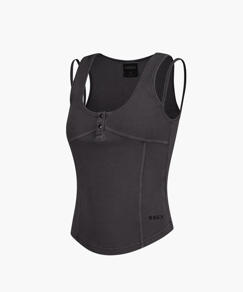 HDEX Women'S Pigment Double Layer Tank Top (Pigment Charcoal)