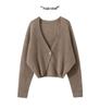 Fashionable Summer V-Neck Knit Cropped Cardigan with Sun Protection