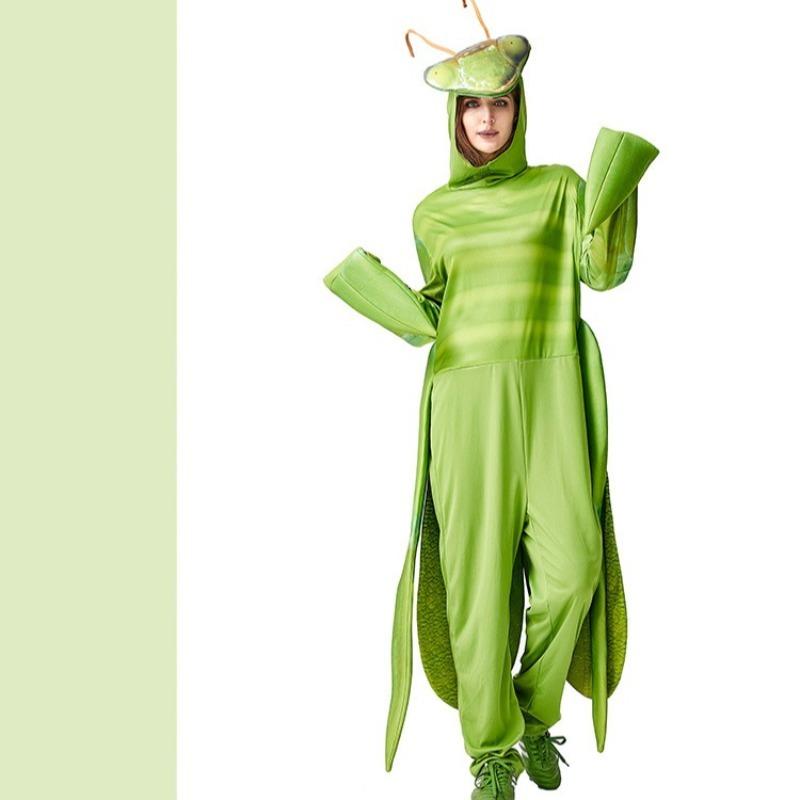 

Унисекс Костюм Животного Комбинезон - Богомол Наряд на Все Тело для Косплея, Тематических Вечеринок - Забавный Насекомый Кигуруми для Взрослых One Size зелёный
