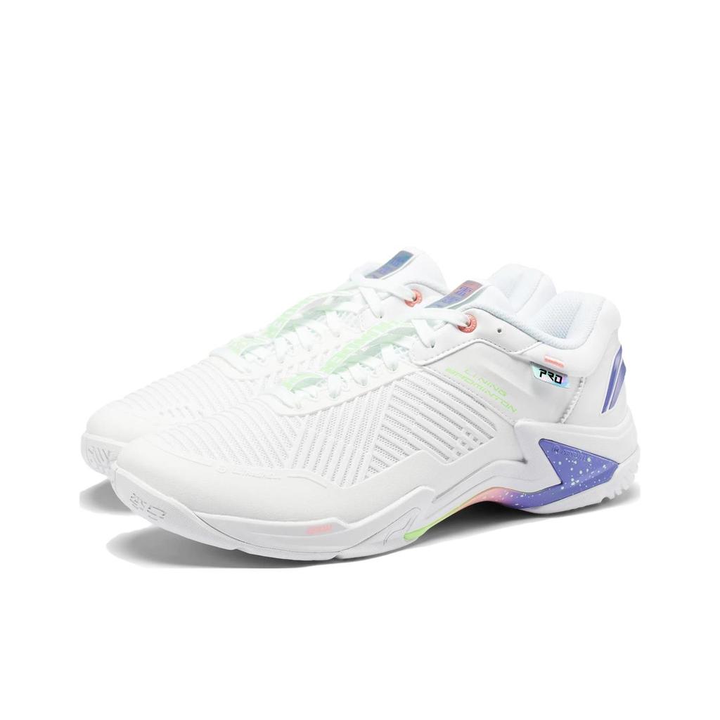 נעלי בדמינטון Li Ning סדרת Thunder Pro נוחות בולמות זעזועים מונעות החלקה עמידות בשחיקה גזרה נמוכה יוניסקס לבן סגול AYAT009-1