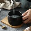 Black Ceramic Milk Mug Nordic Style Luxury Black Matte Frosted Coffee Mug Office Mug Drinkware Kitchen Tool Household Supplies