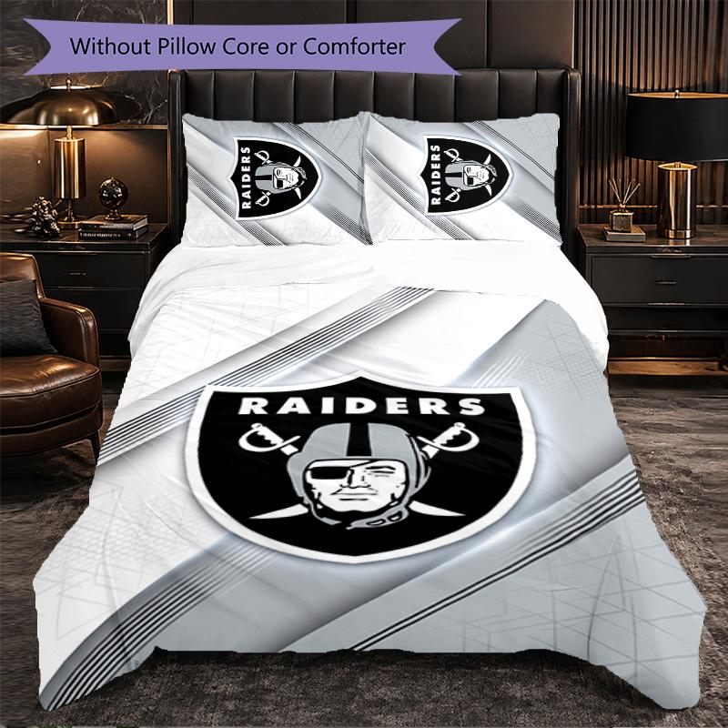 Set Biancheria da Letto 3 Pezzi in Microfibra con Motivo Las Vegas Raiders Decorazione Copripiumino per Camera da Letto Uso Domestico