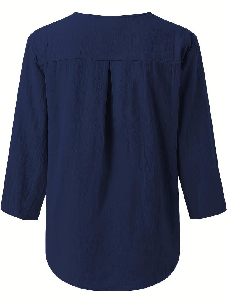 2024 Solid Color Notch Collar Casual Button-Down Shirt