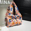 Sweet Bow Flowers Women's Shoulder Bag Casual Large Capacity Girls Underarm Bags Pleated Design Travel Ladies Tote Handbags