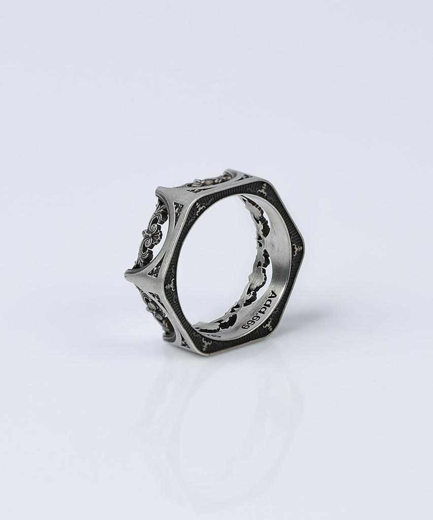 Address669 Structure Silver Ring #7