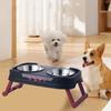 Plastic/Stainless Steel Double Cat Bowl Non-Slip Cat Feeding Bowl  for Puppy Kitten