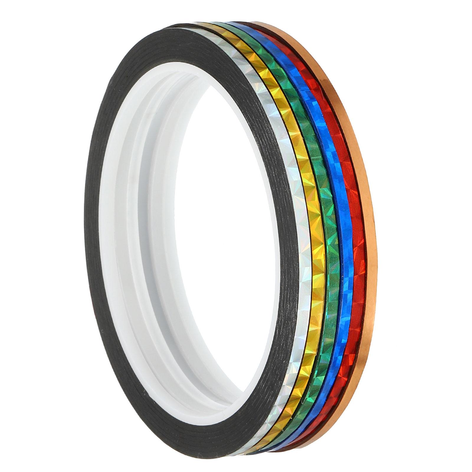 6Pcs 3mm-50mm x 50m Prism Tape Holographic Metalized Reflective Decorative Adhesive Tape Diy Scrapbooking Sticker Masking Tapes