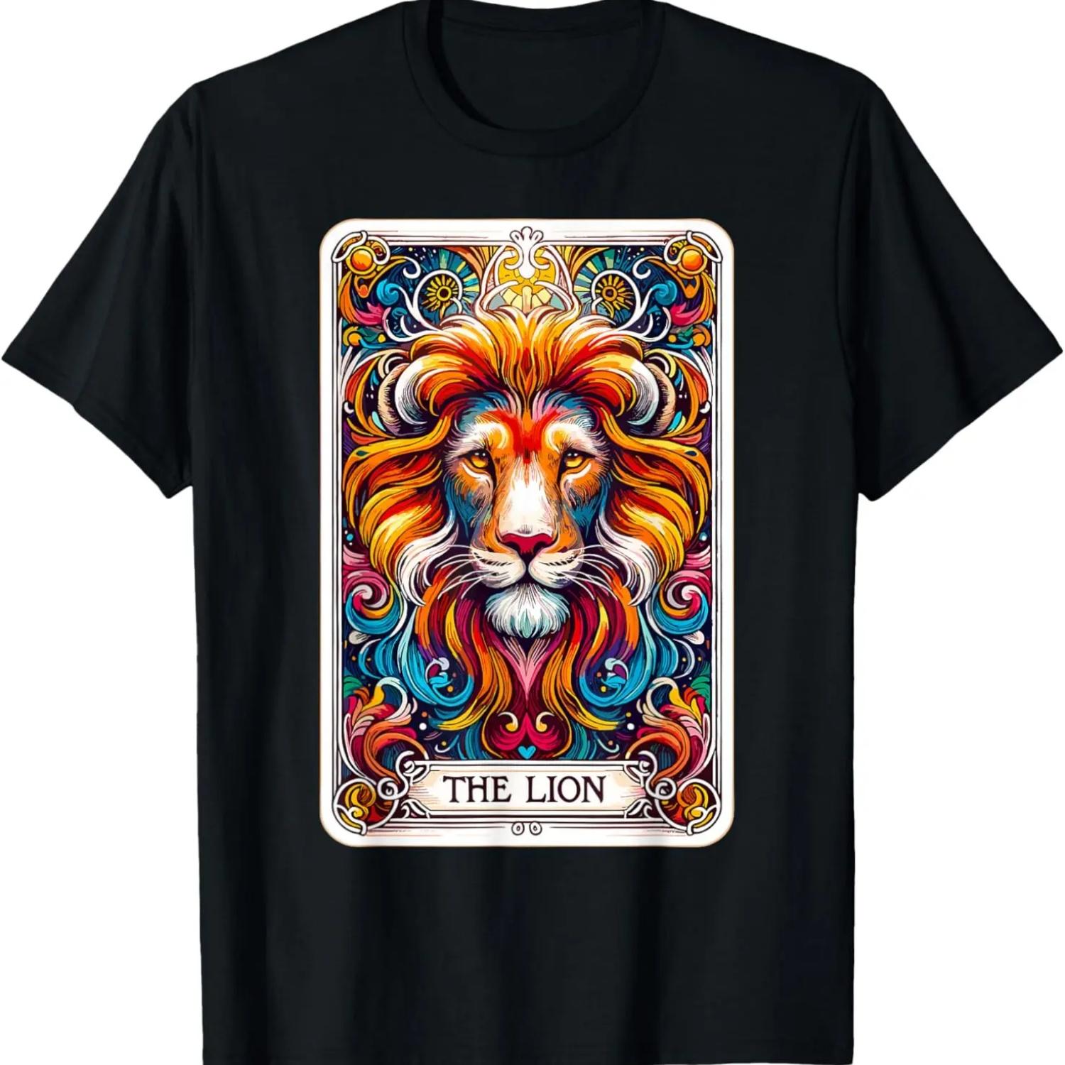 Psychic Tarot Card Lion Lover Shirt Mystic Lion T-Shirt S чёрный
