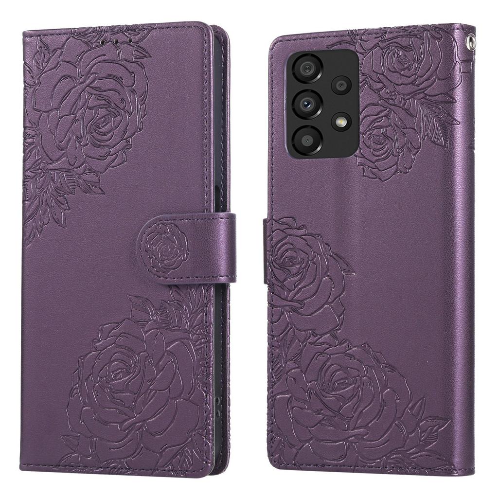For Samsung Galaxy A23 5G (Global Version)/A23 4G Case Rose Flower PU Leather Wallet Phone Cover with 3 Card Slots