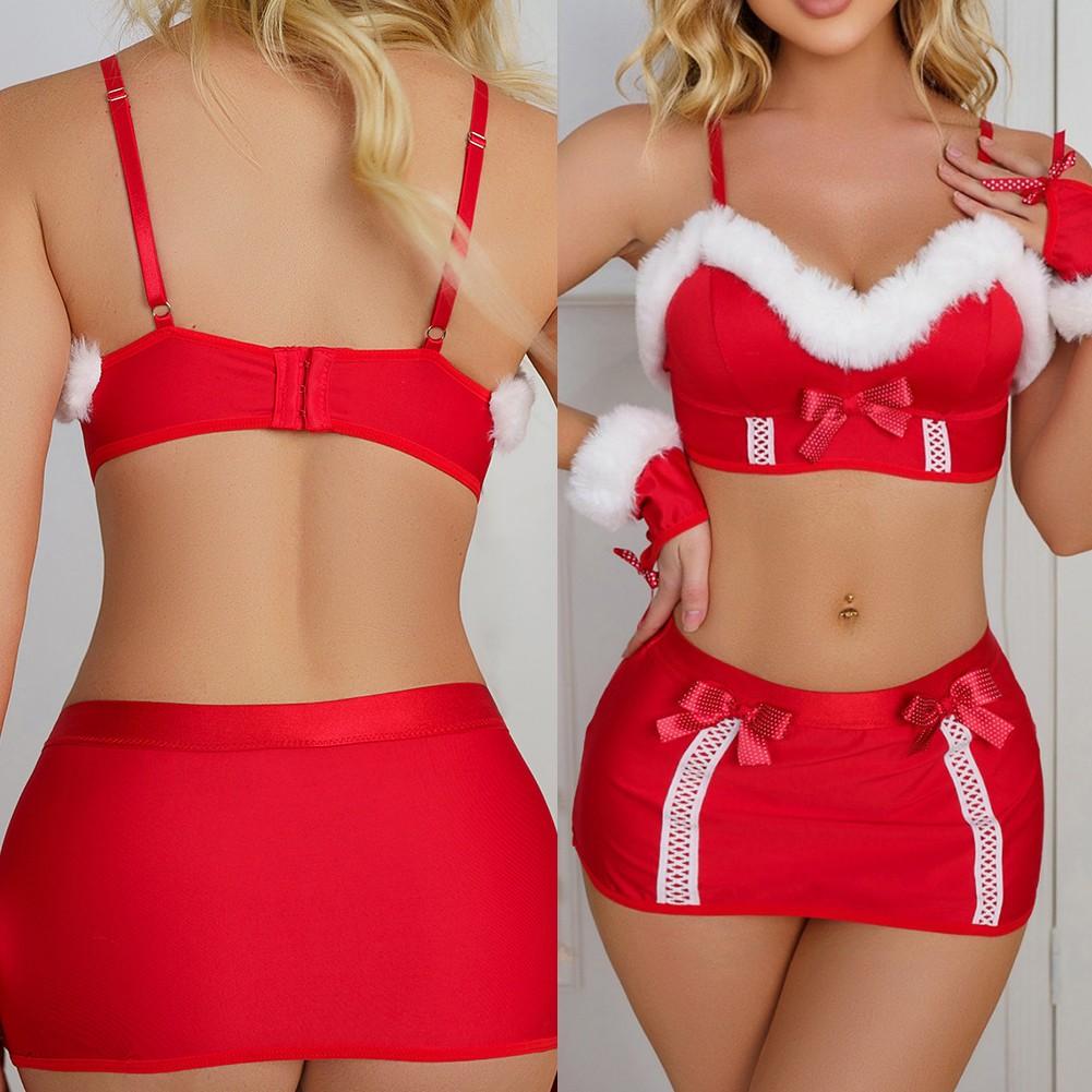 Solid Color Christmas Suit Sexy Lingerie Tight Plush