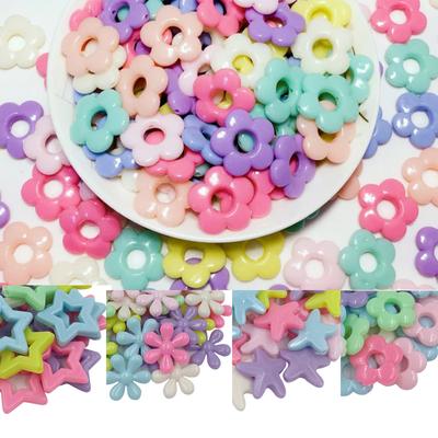 New DIY Beads Acrylic Hollow Out Loose Beads DIY Accessories Jewelry Beads Candy Color 10pcs Solid Color Colorful Flower Starfish Beads
