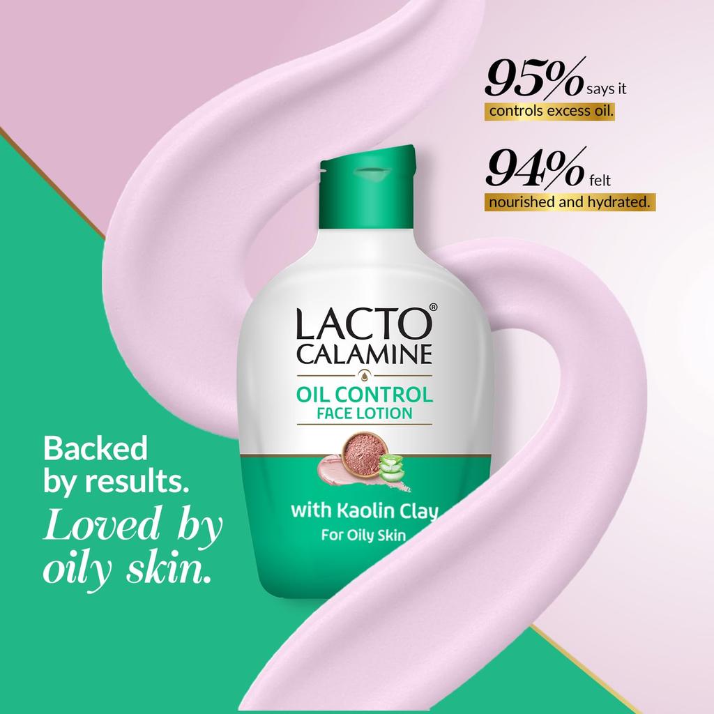 Lacto Calamine Face Lotion 60 ml Kaolin Clay & Aloe Vera  Daily Moisturizer For Combination To Normal Skin Oil Balance Hydrating Care