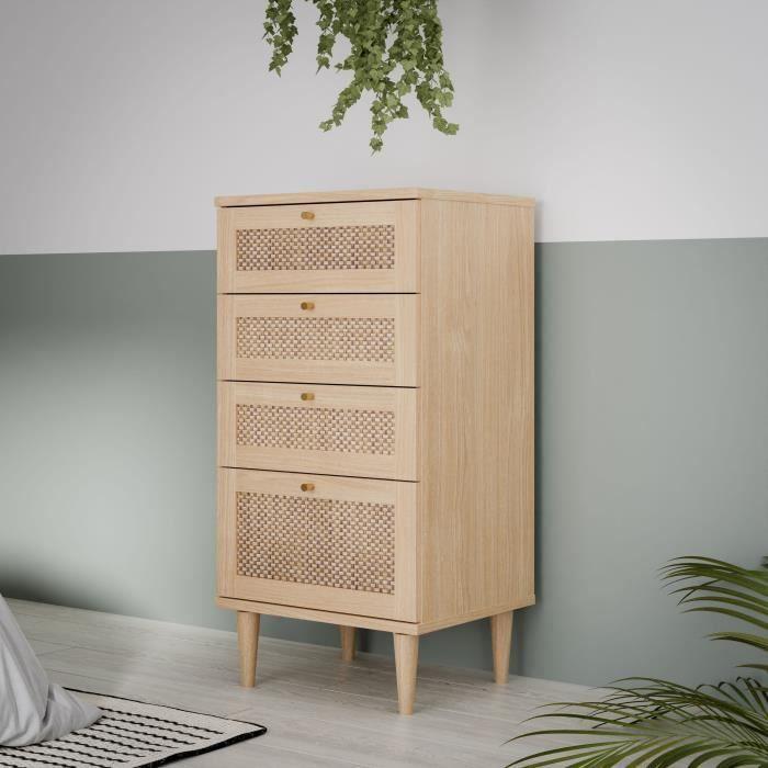 Chest of Drawers - CALASETTEA - 4 Drawers - Oak Decor - 50.4 X 41.4 X 108.8 Cm