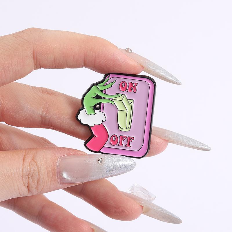 Green Monster Heart Hands Enamel Pin Animated Characters Merry Christmas Brooches Lapel Badge Fashion Jewelry Gifts for Friends