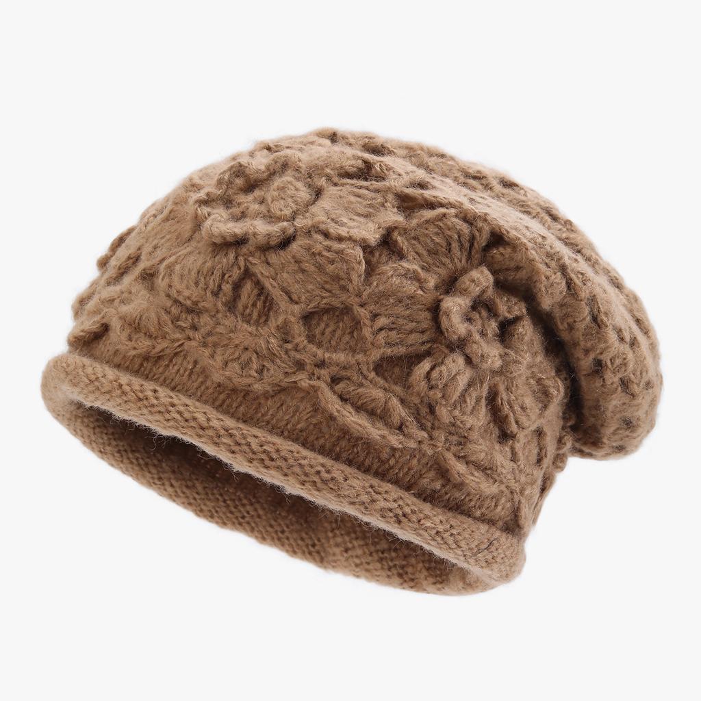 Handmade crochet double-layer thermal bald hat autumn and winter thickened hat women's new ethnic style knitted wool stacking hat