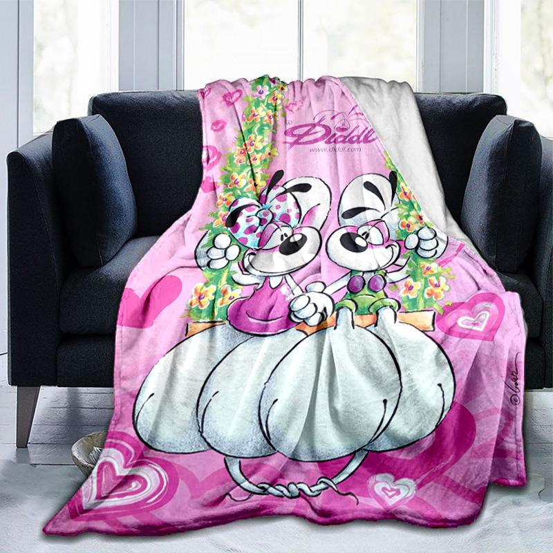 Diddl Liebe und Freundschaft in Pastell Decke Geeignet für Sofas, Betten, Büros und Camping - Perfektes Geschenk für Halloween Weihnachten