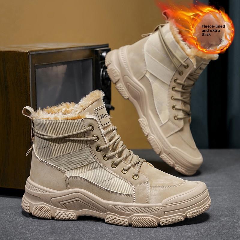 Winter New Popular Warm Men's High Top Boots Fashionable and Versatile Anti Slip Outdoor Travel Shoes