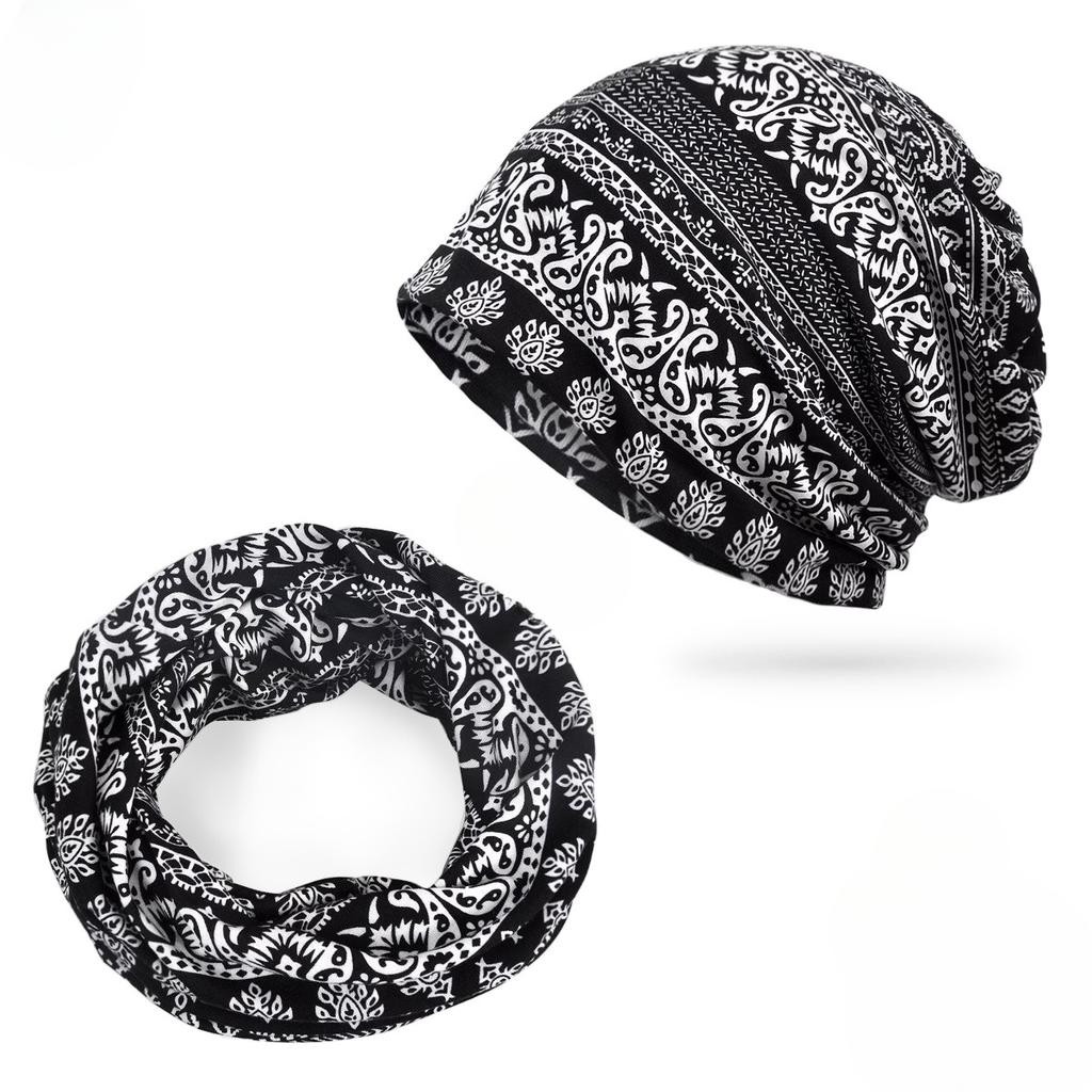 Damen Muster Doppelschicht Street Cool Trendy Rundes Gesicht Großer Kopf Hut Pullover Hut