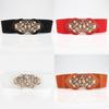 Retro Hollow Floral Decoration Wide Waist Belt With Alloy Buckle For Ladies Fashion