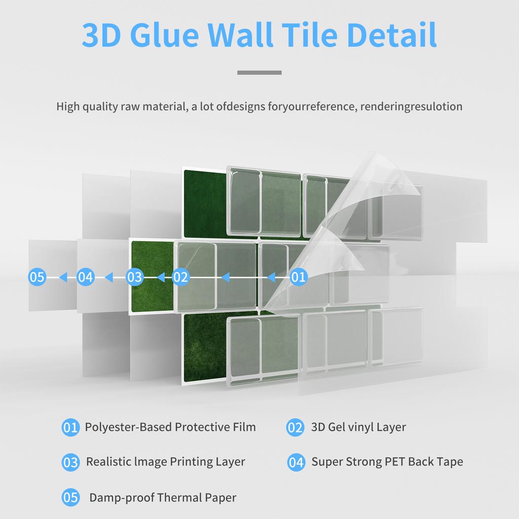 Autocollant de Carreau Époxy Pu Cristal Marbre Imperméable Auto-adhésif Sticker Mural 3D Tridimensionnel Décoration de Cuisine
