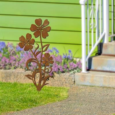 Antique Design Decorative Rusty Stake Plant Shaped Garden Pile Floor Plugs  Flower Pot