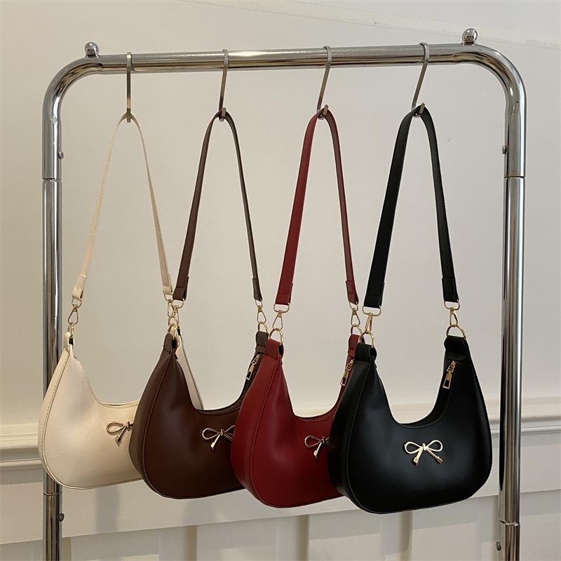 Temperament versatile women's bag fashion bow underarm bag niche design shoulder messenger bag