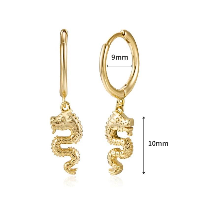 925 Silver Needle Square Pendant Hoop Earrings Vintage Gold Earrings For Women Shell Pendant Earring Fashion Jewelry Accessories