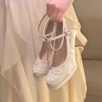 Chaussures style féerique talons hauts talon épais Mary Jane chaussures simples chaussures pour femmes avec robe cheval printemps nouveaux modèles