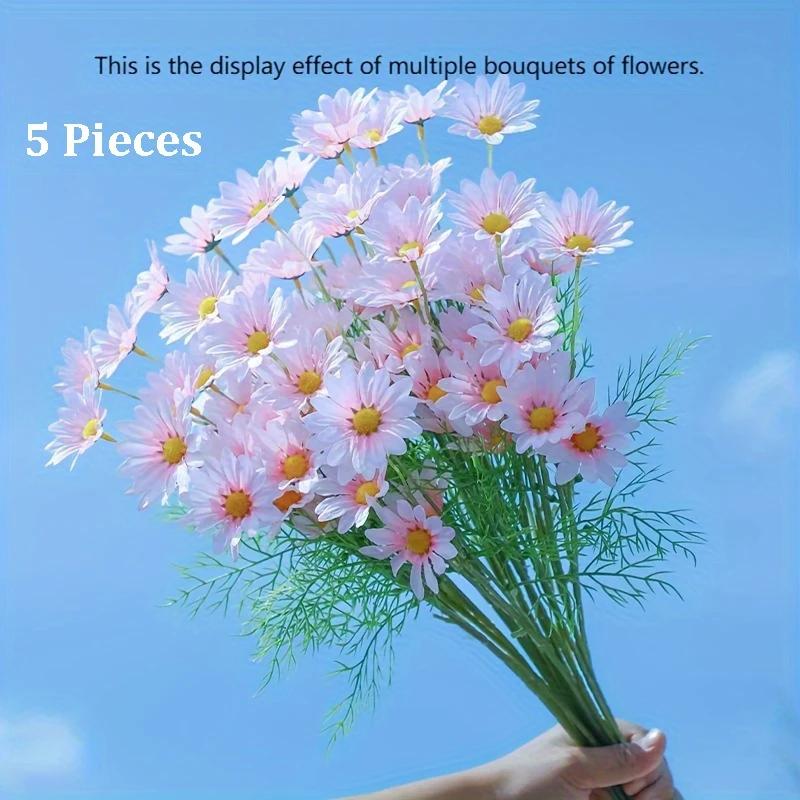 5 Pcs Small Daisy Simulation Chamomile Orchid Chrysanthemum Plastic Fake Flower Home Decoration Ornament Flower