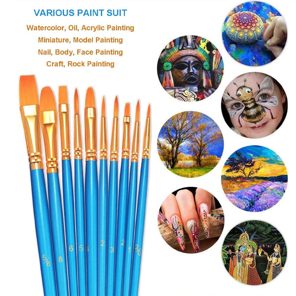 Paint Brushes Set, 20 Pcs Round Pointed Tip Paintbrushes Nylon Hair Artist Acrylic Paint Brushes for Acrylic Oil Watercolor, Face Nail Art