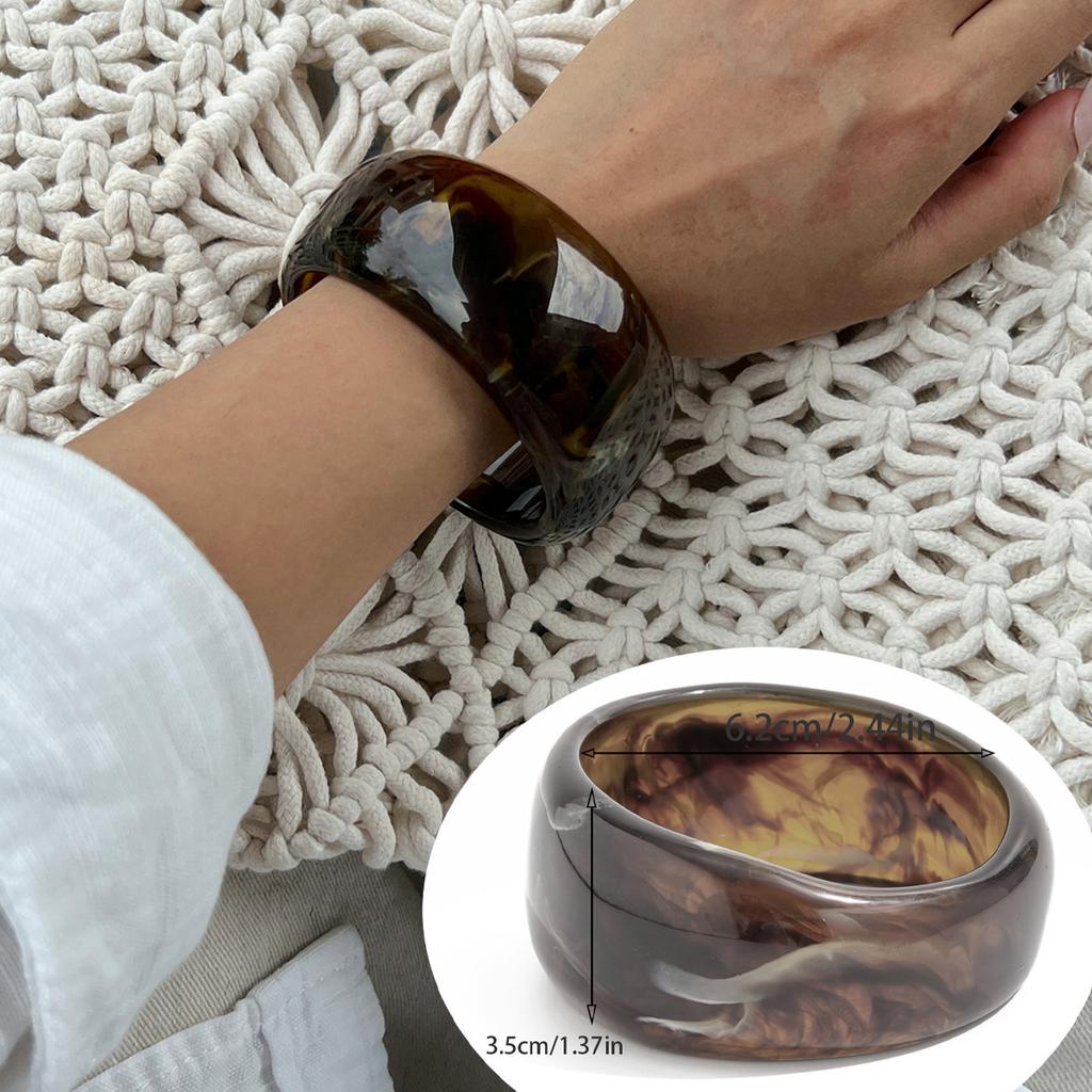 Fashion Smudge Acrylic Wide Bracelet Bracelet Exaggerated Irregular Plain Ring Resin Bracelet Female