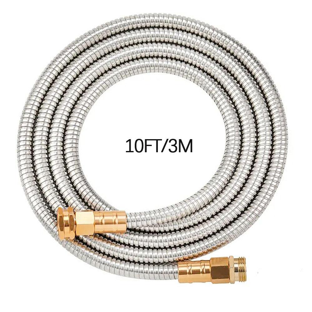 3M Stainless Steel Metal Hose - Garden Water Pipe Extender - Water Hose Suitable for Irrigation/Car Washing/Floor Washing