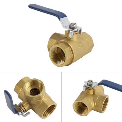 G1" 3 Way Ball Valve Three T Port Brass Female Type For Water Oil And Gas
