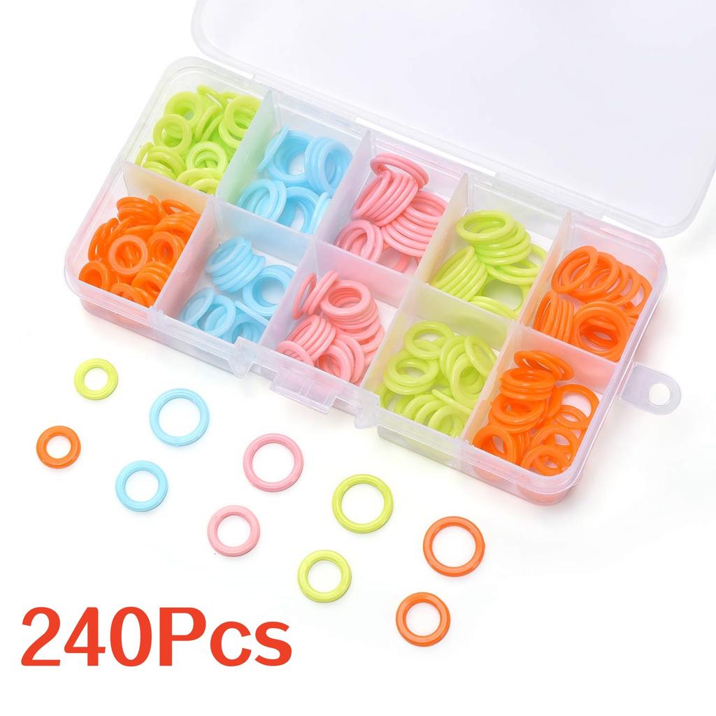 240Pcs Colorful Knitting Stitch Markers Rings Knitting Crochet Locking Rings Crochet Locking Knitting Stitch Counter Sewing Tool
