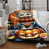 1pc Pumpkin Cat Blanket, Lightweight Flannel Throw Blanket for Sofa, Bed, Travel, Camping, Living Room, Office, Couch027