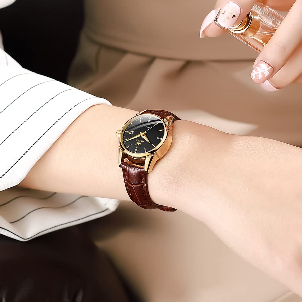 Leather Brand Simple Easy To for High School Students and Women's Watch, Blue, Stylish, Waterproof, Ultra-thin, Strap, Name, Small, Dial, Read,