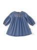 MDD 2024 Girls' Cute Denim Embroidered Flower Long-Sleeve Dress