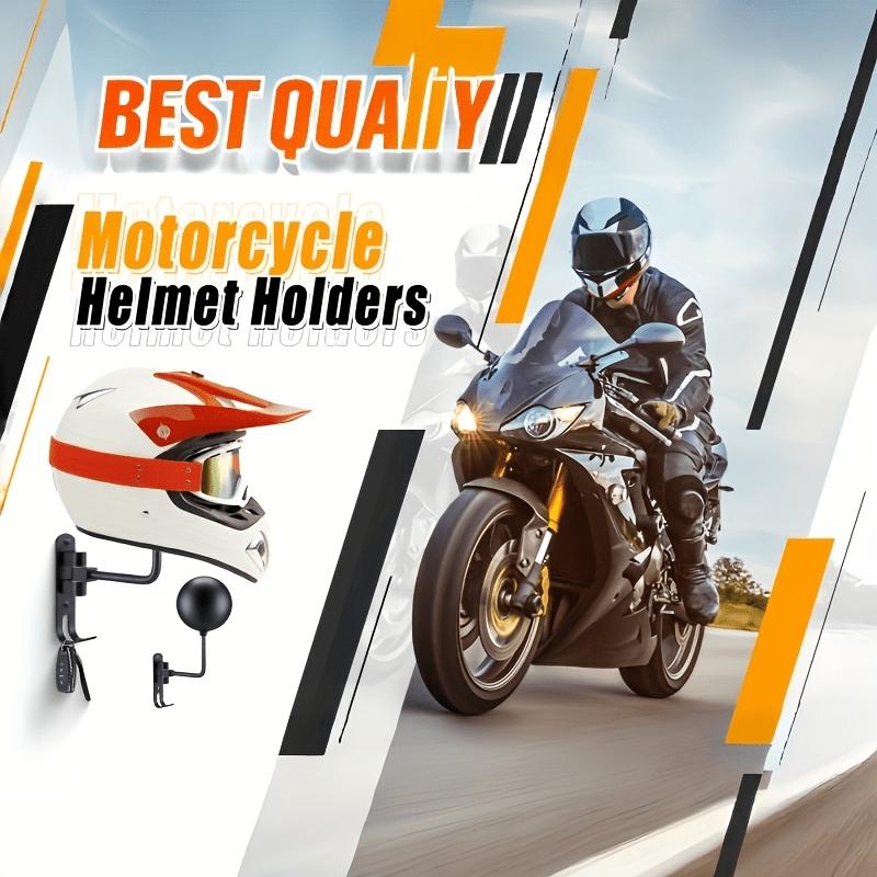 Wall Mounted Metal Motorcycle Helmet Rack 180° Rotating with Coat Hanger Hooks Multi-Purpose Helmet Storage Gift for Riders