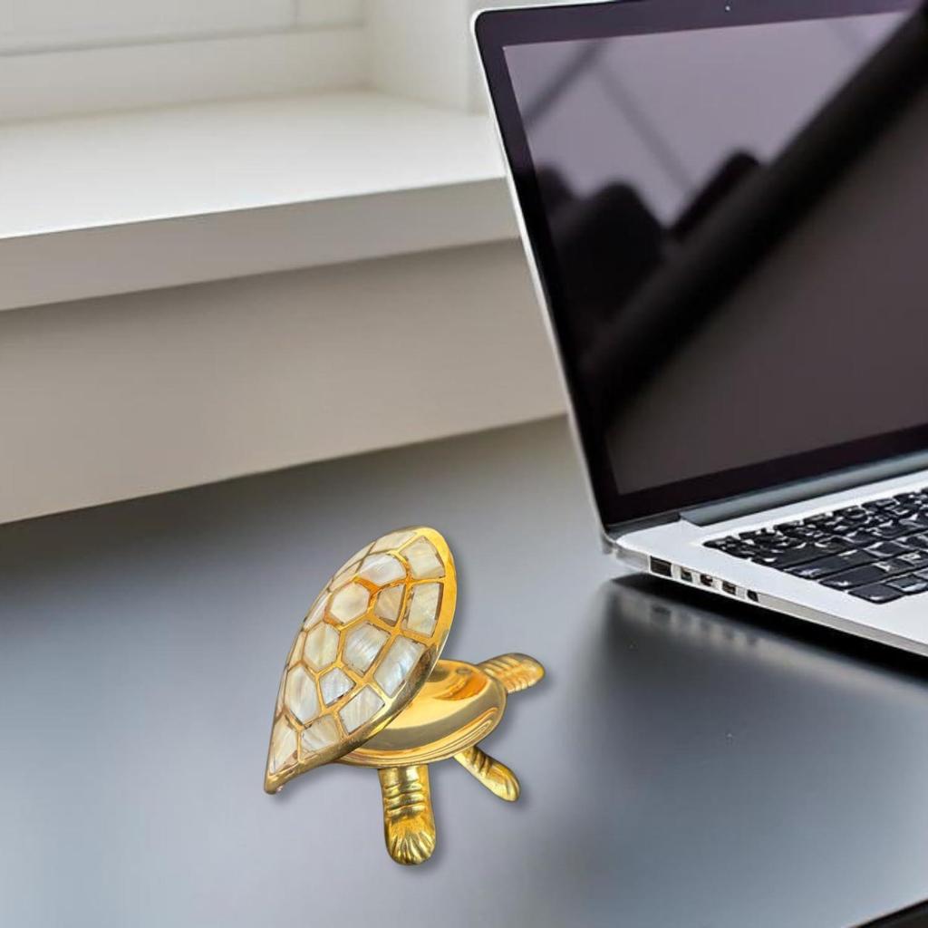 Brass Marble Print Turtle Feng Shui for Home Decoration Or Good Luck to Attract Positive Energy.(4 inch)