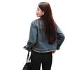 Women's Retro Short Denim Jacket with Polo Collar