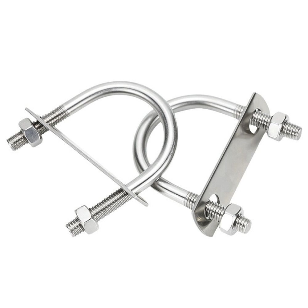 1Set New 304 Stainless Steel M8 Round Tube Clamp With Baffle Screws Round Bolt Pipe U-clamp for Round Tube