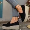 Sandali da Donna con Zeppa Espadrille Neri - Scarpe Piattaforma Comode Slip-On con Tomaia Coprente, Suola Spessa in Gomma e Punta Arrotondata, Sandali con Laccetti