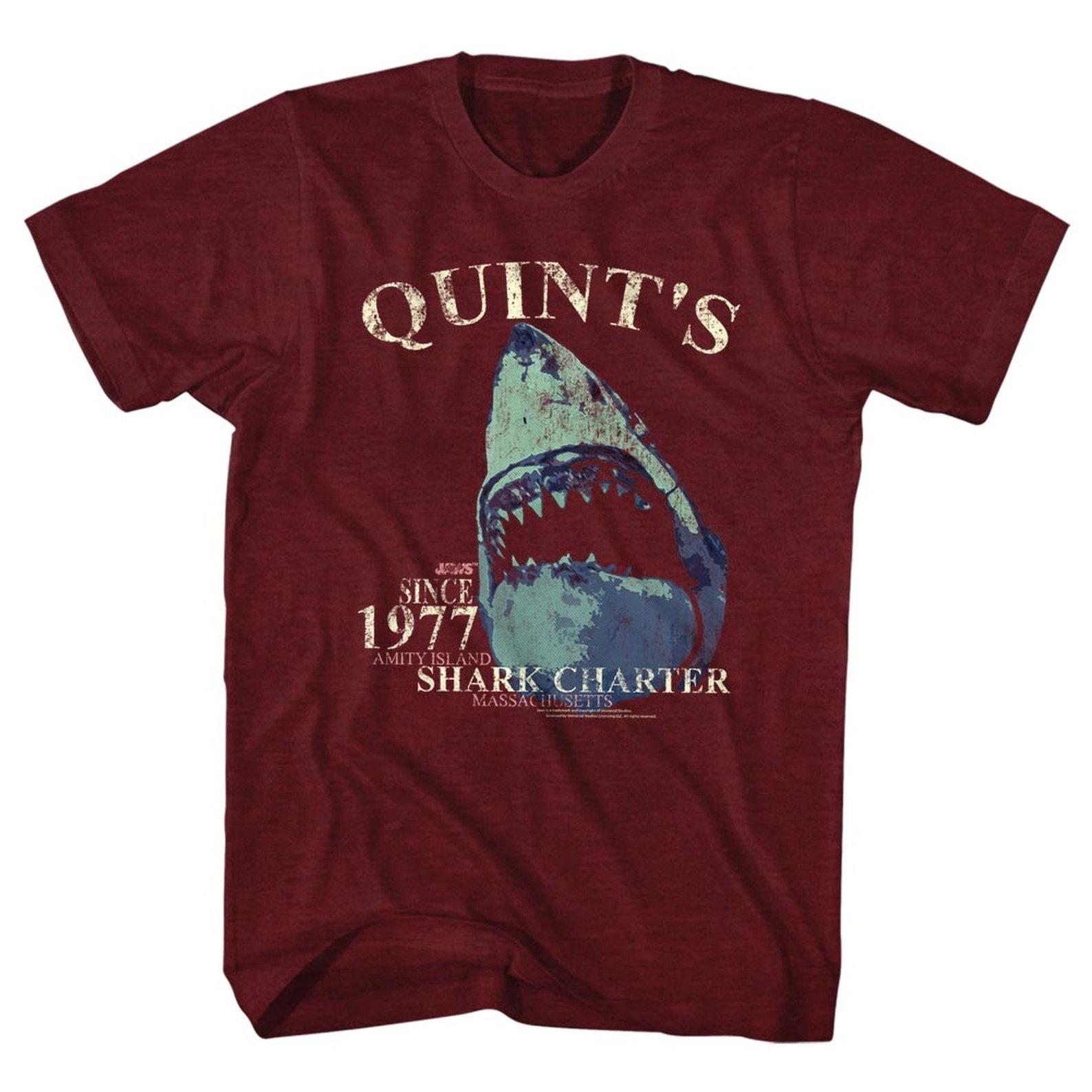Jaws Quint s Charter Vintage Maroon Heather Adult T-Shirt 2XL