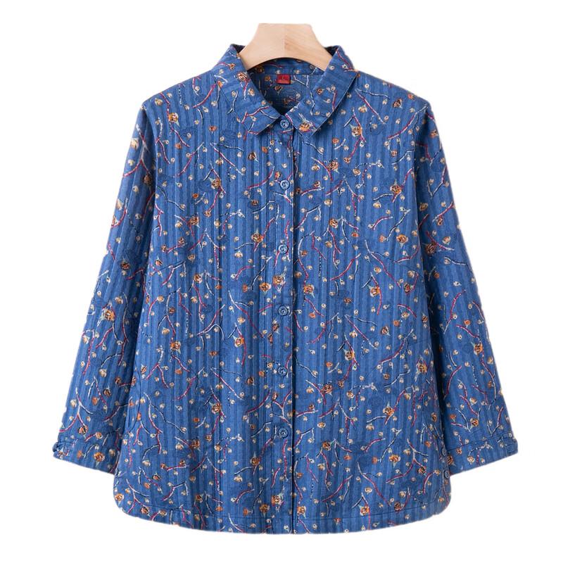 ROMON Women's Floral Cotton Long Sleeve Shirt