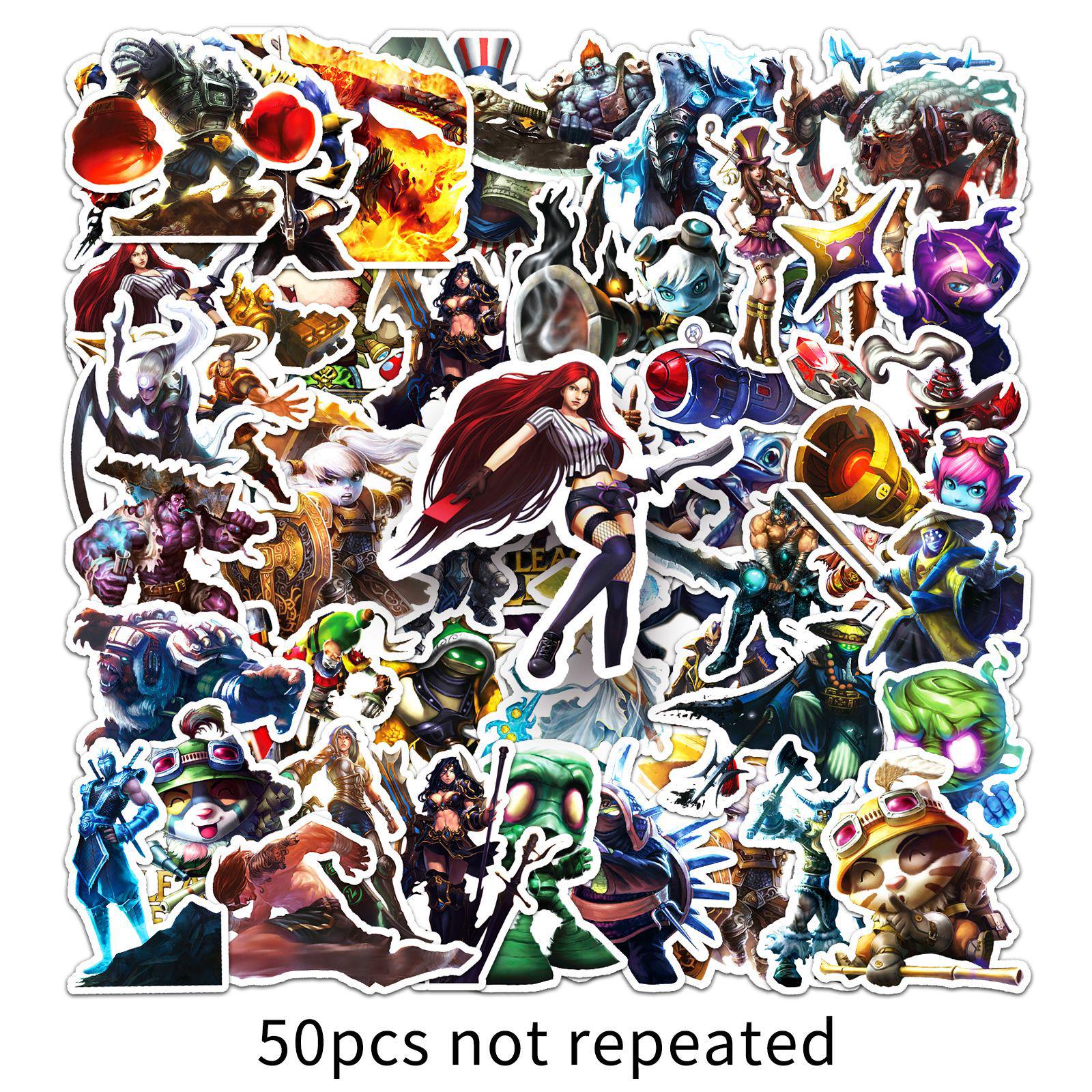League of Legends Stickers - 50 Waterproof DIY Game-Themed Stickers for Notebooks & Planners