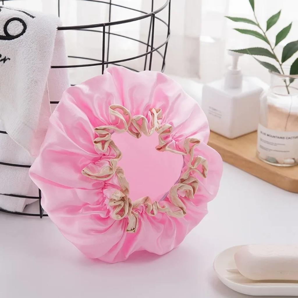 Double Layer Women Shower Cap Waterproof Oil Proof Kitchen Hair Cover Reusable Hair Bonnet for Sleeping Bathroom Accessories