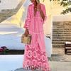 Spring Summer Long Dress Boho Lace Tassel Splicing