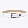 Men's High-End White Leather Belt with Embroidered Pin Buckle - Trendy 2025 Style